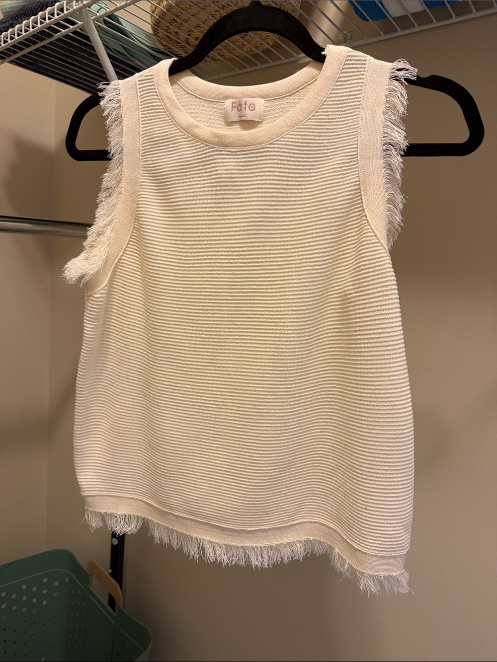 Fate ivory knit sleeveless top